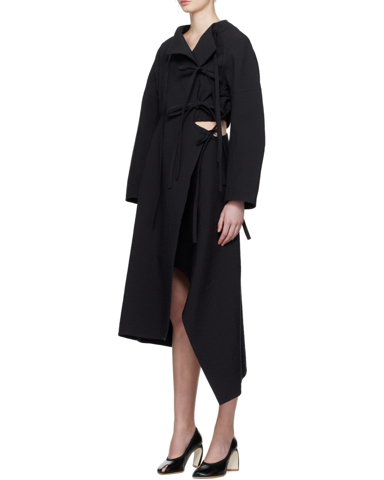 Tory Burch Black Cotton Wrap Midi Dress