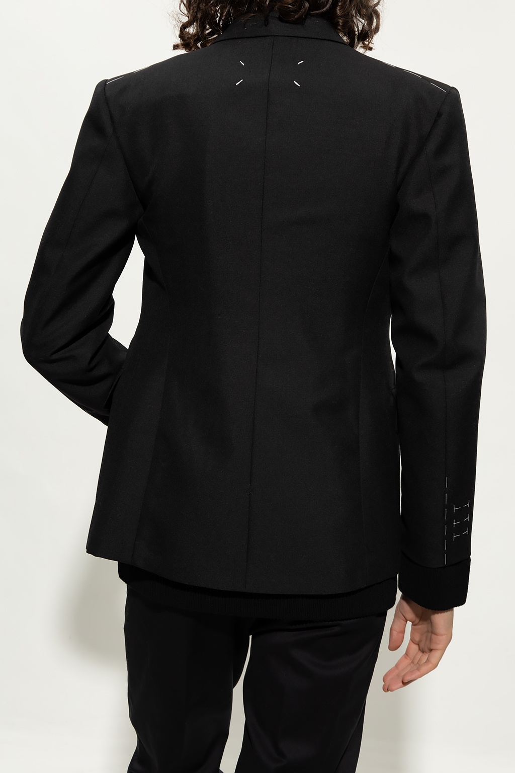 Maison Margiela Double-breasted Grain De Poudre Wool And Mohair-blend Blazer In Black