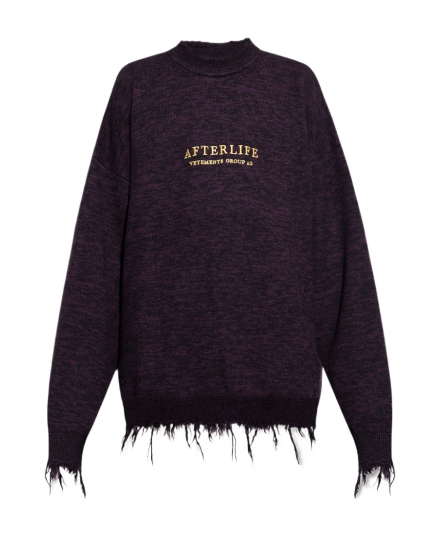 Vetements Logo Embroidered Oversized Sweater In Black
