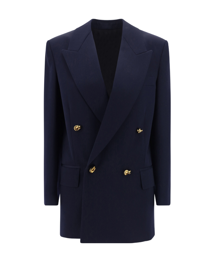Shop Bottega Veneta Double-breasted Blazer In Blue