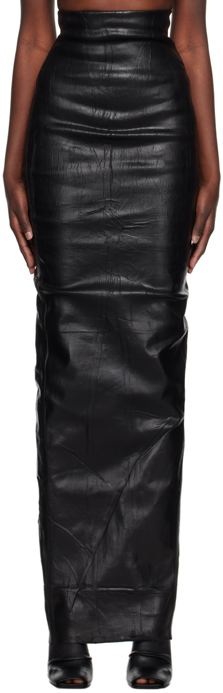 Rick Owens Rear-slit Cotton Maxi Skirt In Black