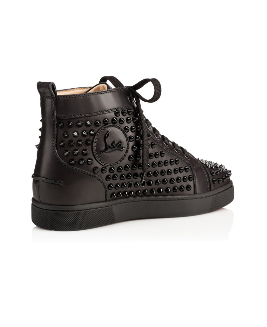 Christian Louboutin Louis Spikes Riveted Casual Sports Shoes In Black