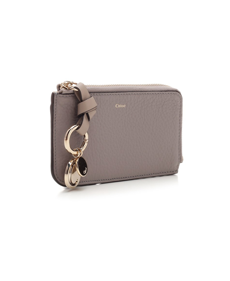 Chloé Logo-charm Wallet In Gray