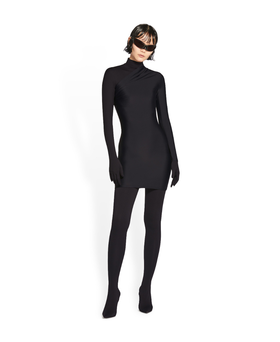 Balenciaga Asymmetrical Mini Dress In Black