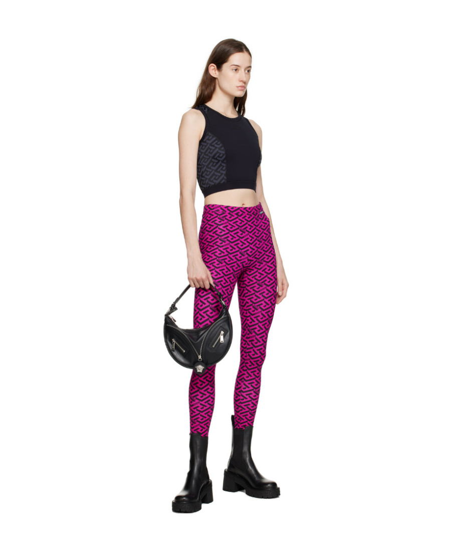 Versace Black Greca Print Vest Top In Black