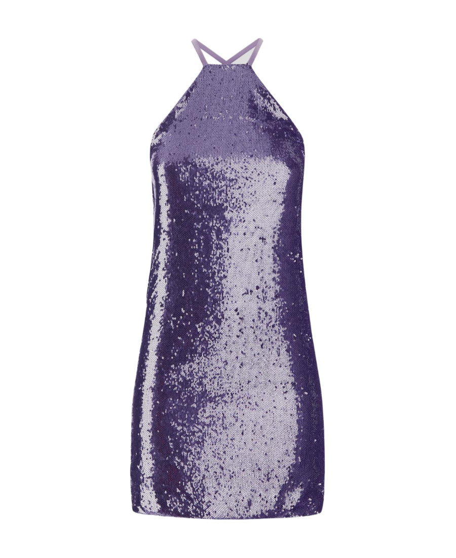 Attico Audrey Sequined Low Back Mini Dress In Purple