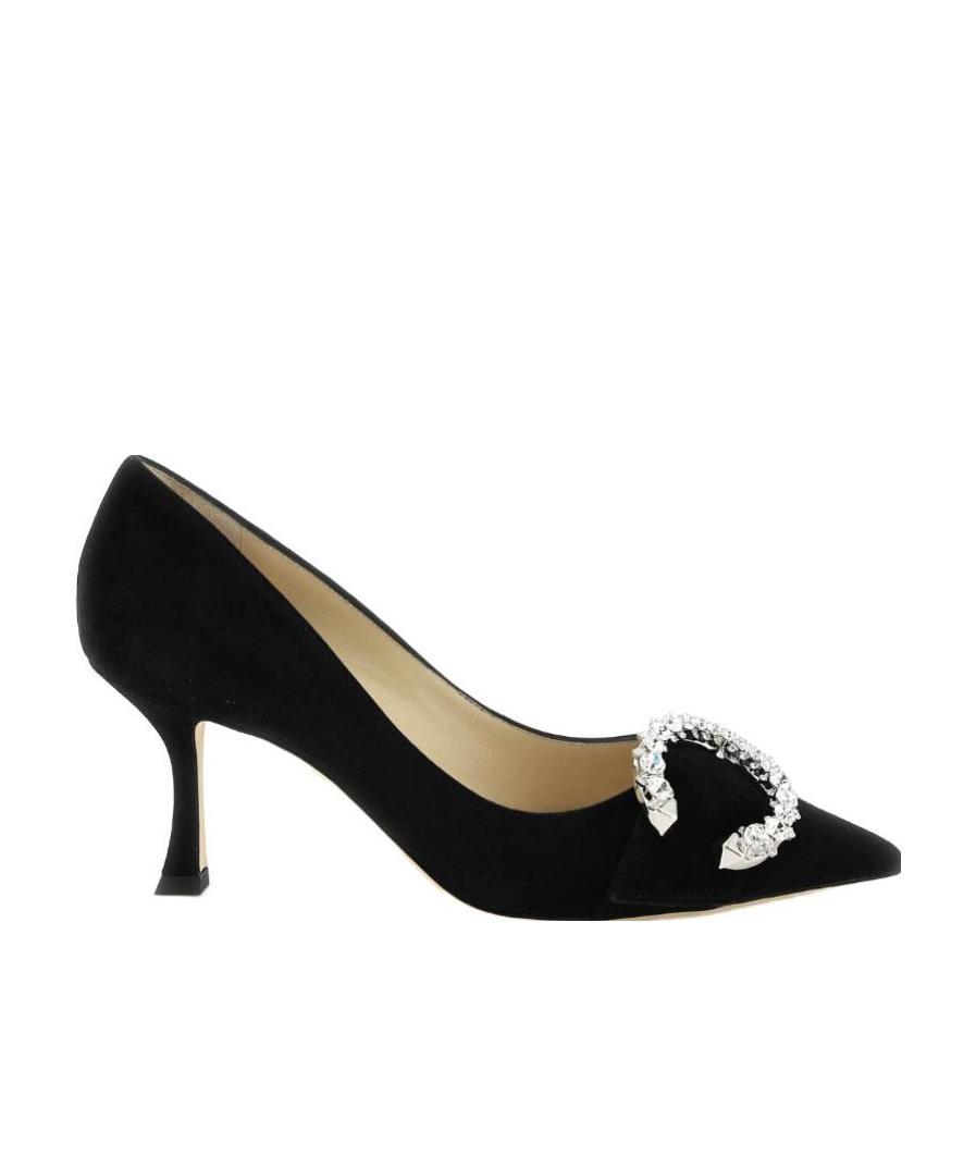 Jimmy Choo Melva 90 Embellished Suede Pumps In Black