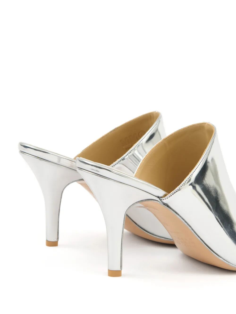 Shop Mm6 Maison Margiela Metallic-effect Mules