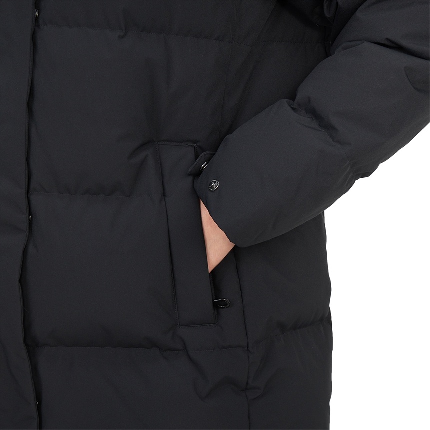 Duvetica Long-sleeved Hooded Down Jacket In Black