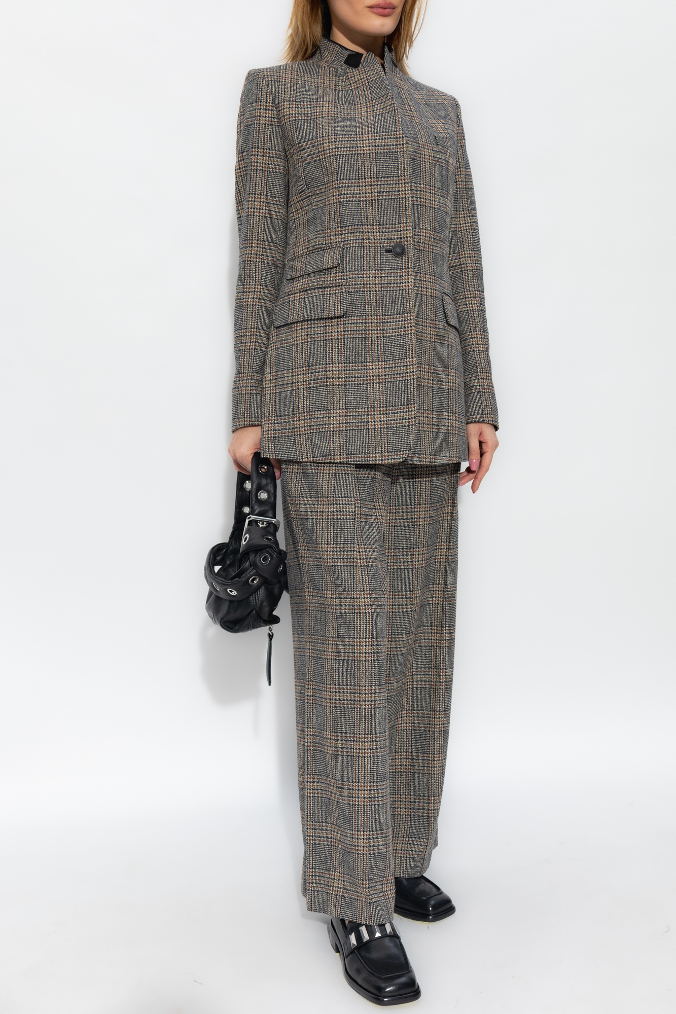 Rag & Bone Plaid-check Pattern Single-breasted Blazer In Gray