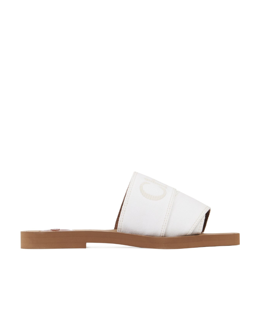 Chloé Woody Logo-embroidered Slides In White