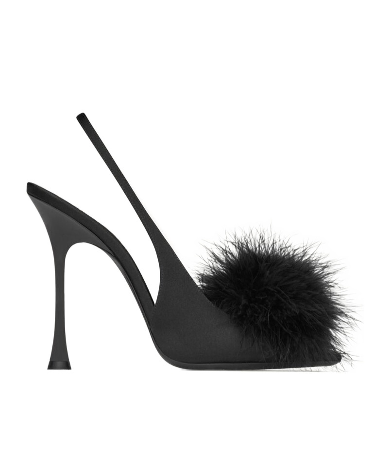 Saint Laurent Lydia Slingback Sandal In Black