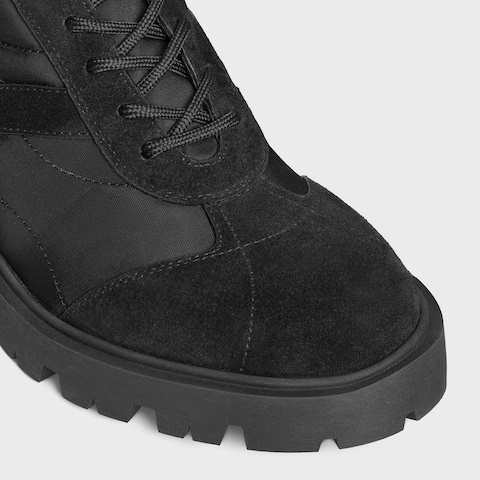 Celine Margaret Boot In Nylon And Suede Calfskin In Black