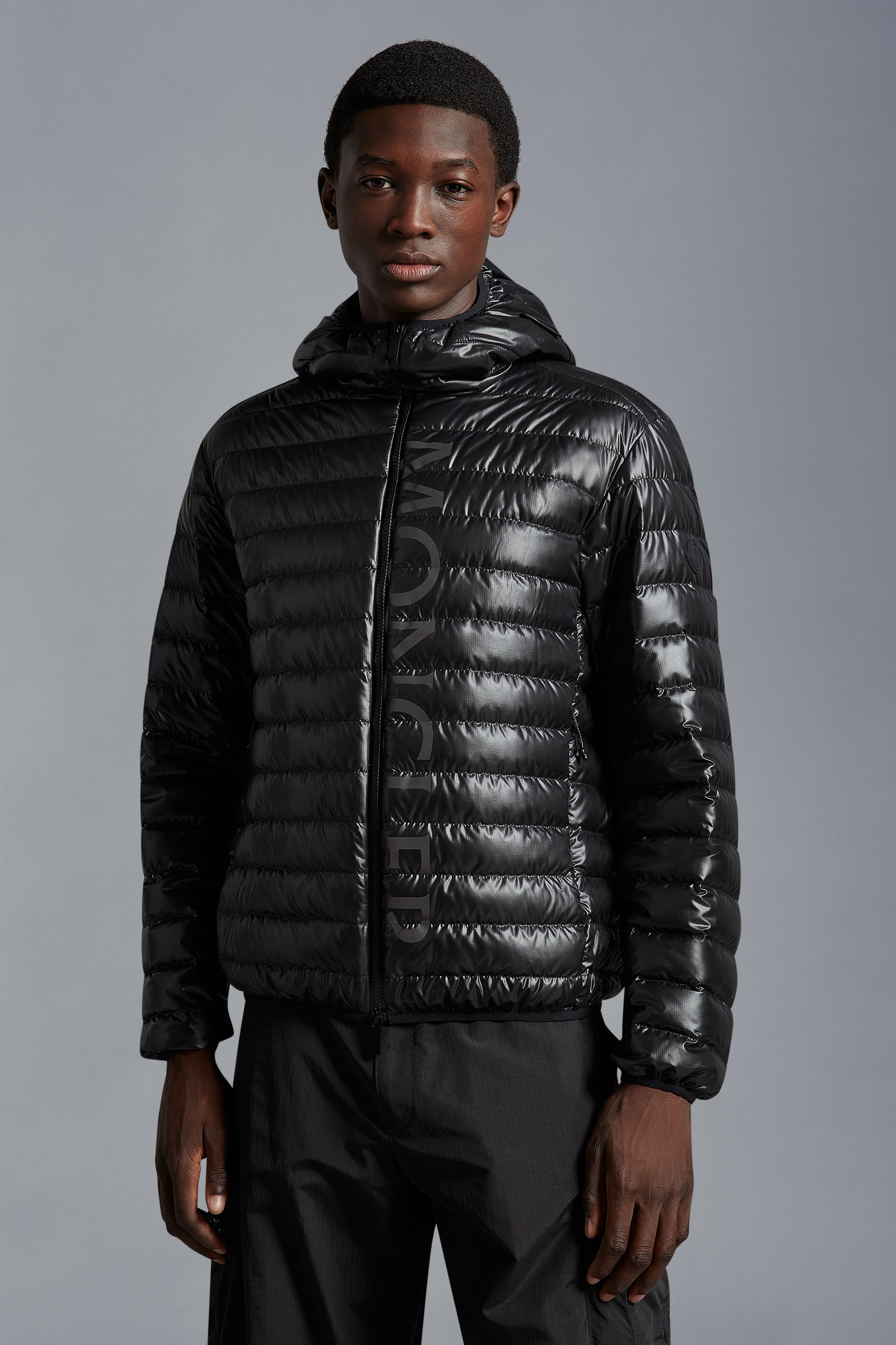 Moncler Tonal Logo-print Padded Jacket In Black