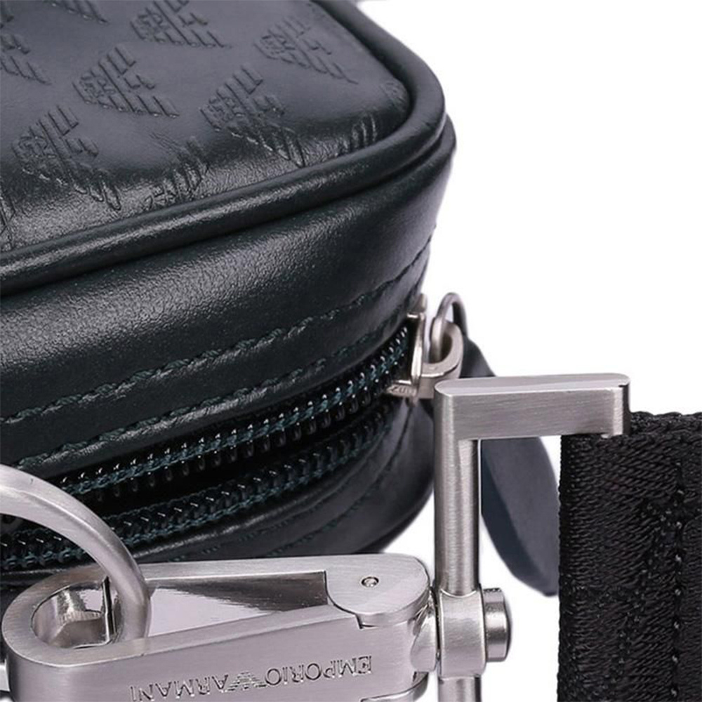 Emporio Armani Logo Zipper Satchel In Black