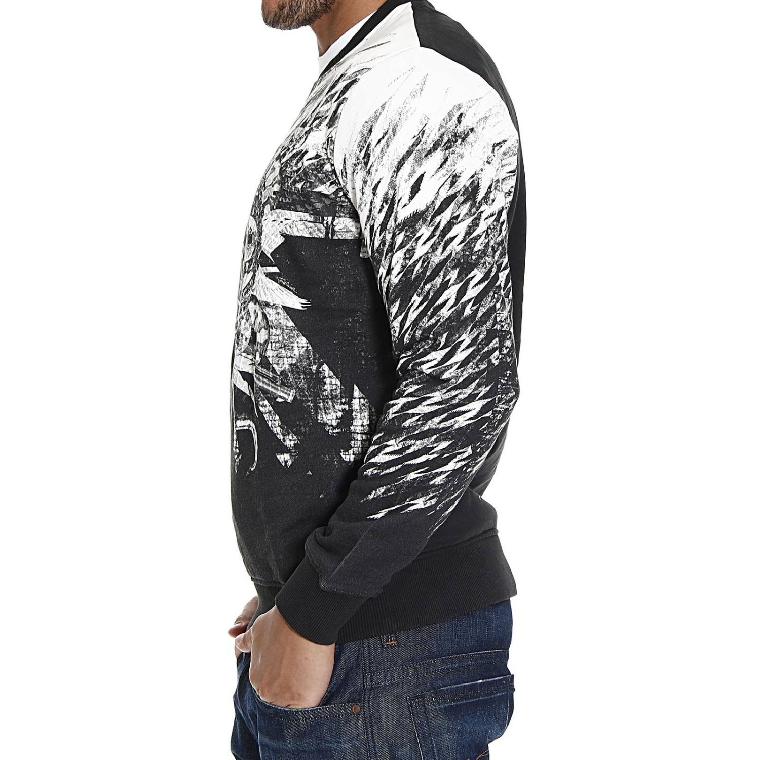 Just Cavalli Printed Sweater In Black