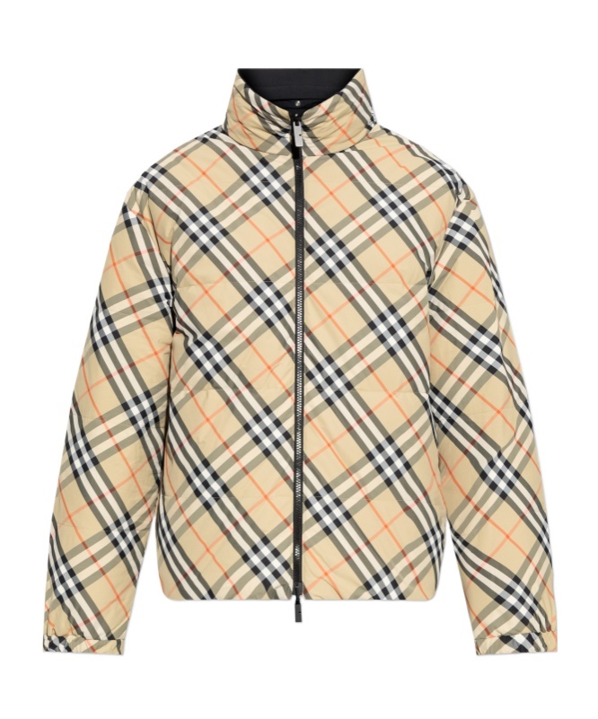 Burberry Quilted Jacket With Distinctive Plaid Pattern In Nude