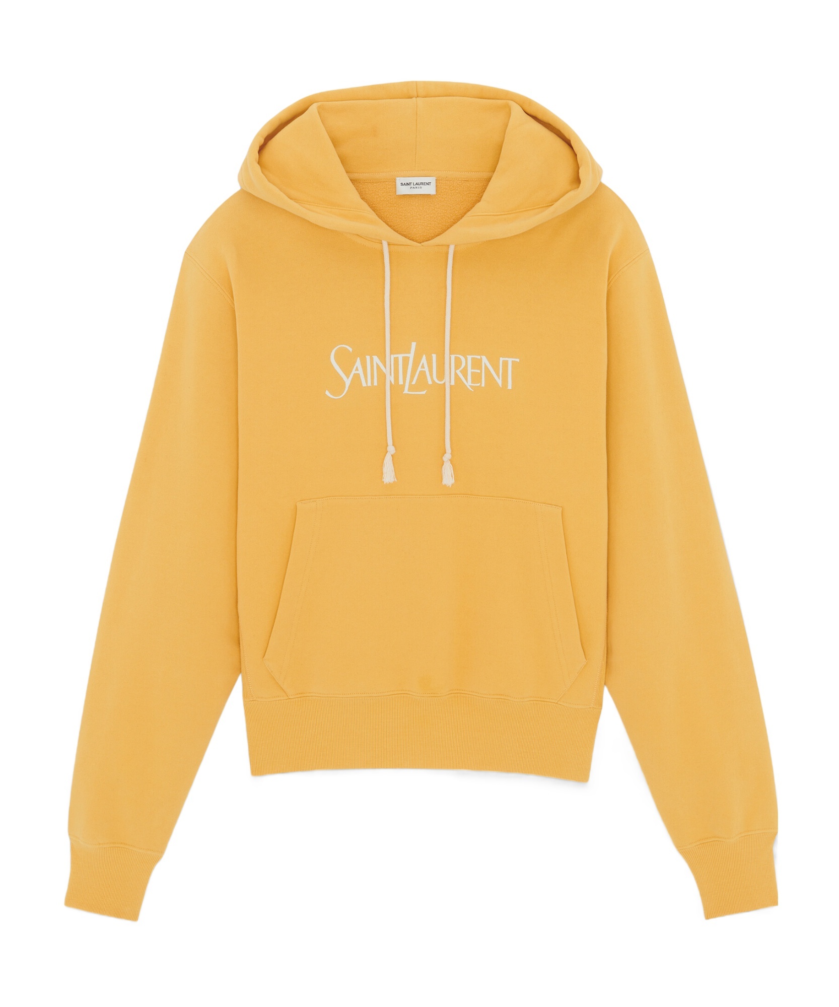Saint Laurent Biologic Cotton Oversize Sweatshirt With Embroidered Logo In Yellow