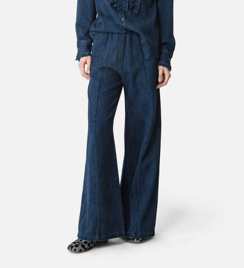 Forte Forte Palazzo Trousers In Denim In Blue