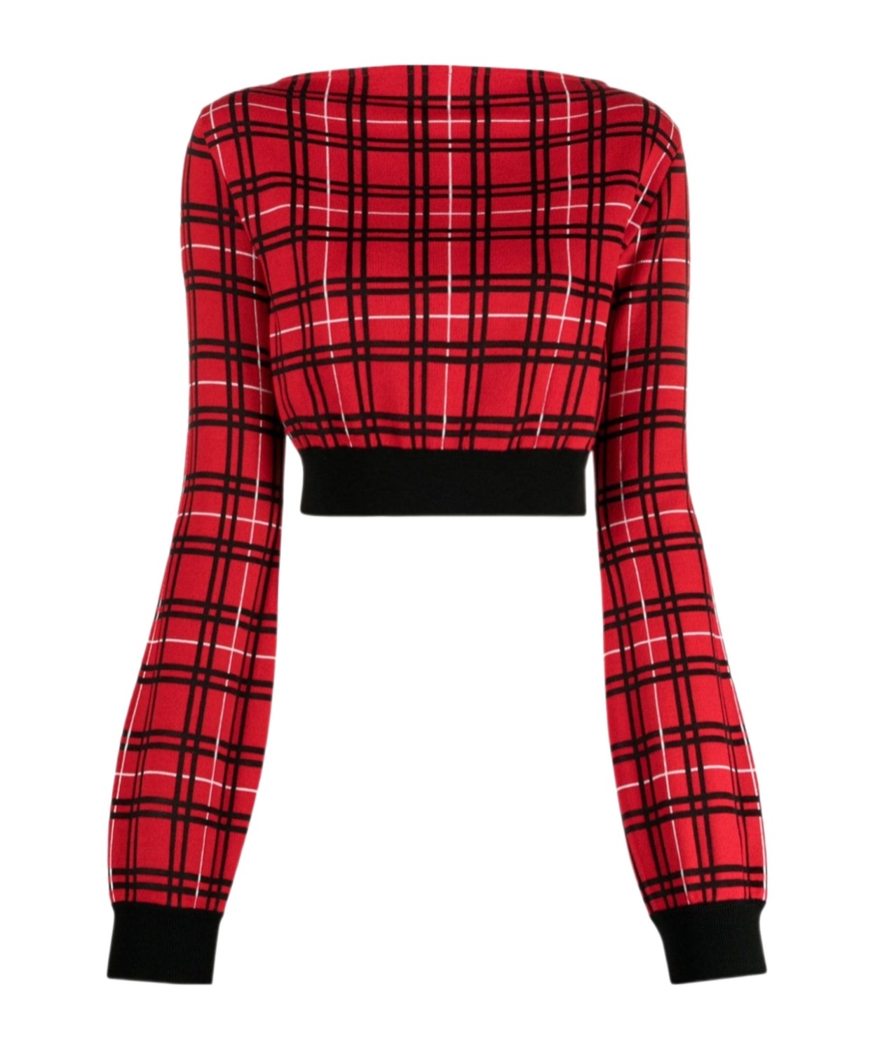 Marni Check-pattern Cropped Jumper In Red