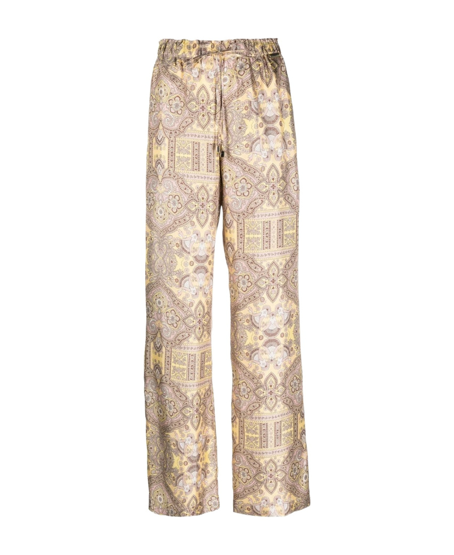 Manzoni 24 Baroque-print Silk Trousers In Nude