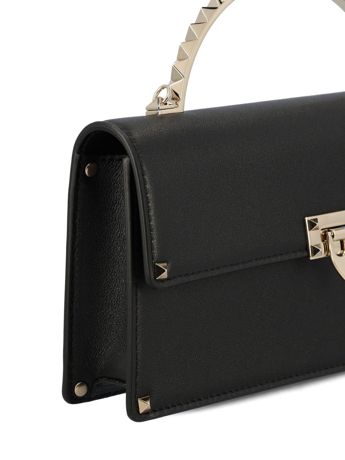 Valentino Garavani Rockstud Foldover Top Tote Bag In Black