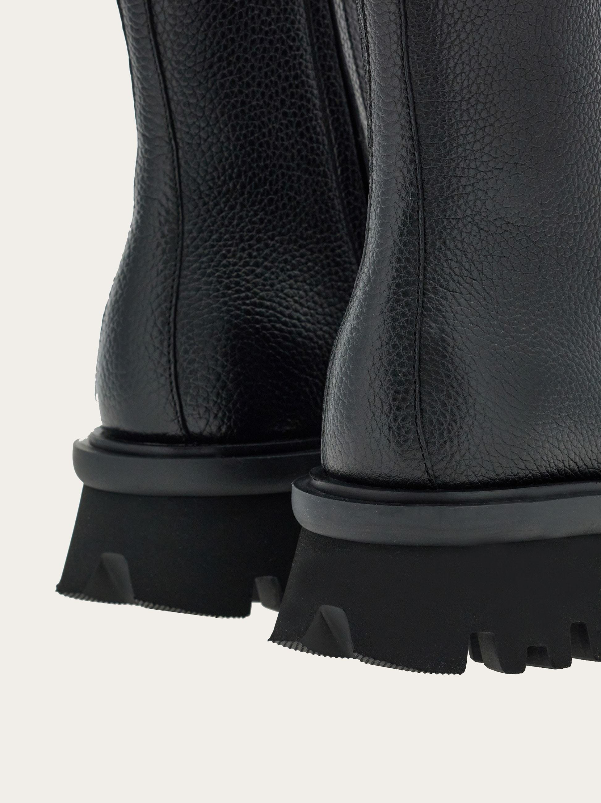 Ferragamo Textured Leather Klem Booties With Carrion Sole In Black