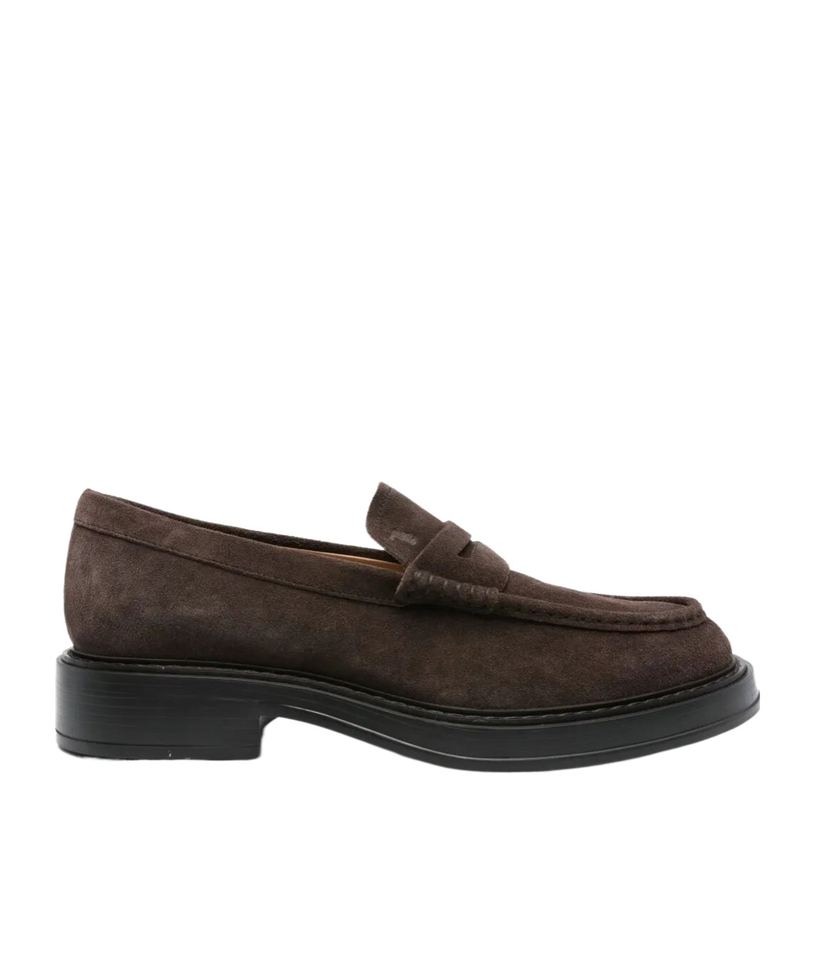 Tod's Round Toe Suede Finish Loafers With Rubber Sole In Black