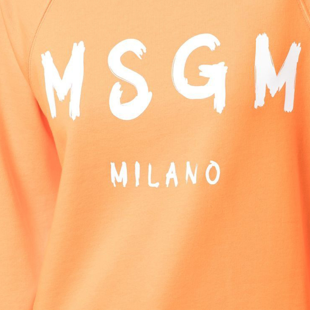 Msgm Logo-print Crew-neck Sweatshirt In Orange