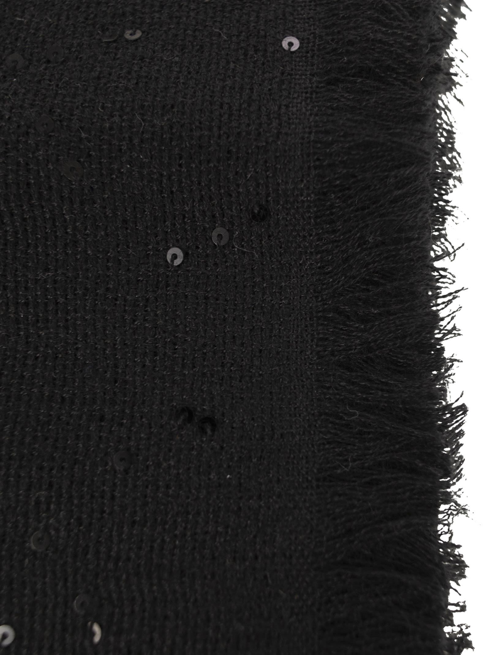 Brunello Cucinelli Sequin Cashmere-blend Scarf In Black