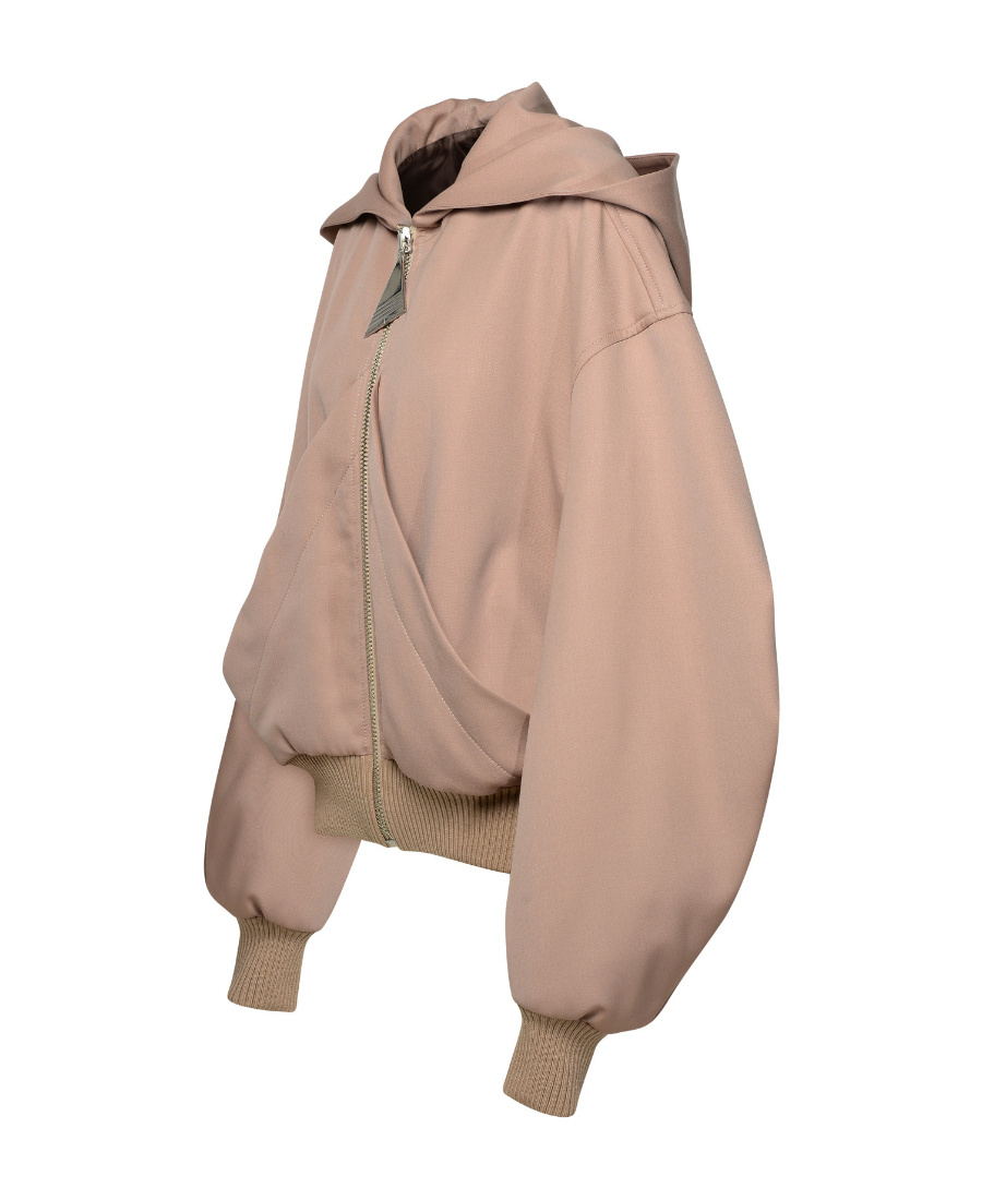 Attico Oversized Hooded Bomber Jacket In Nude