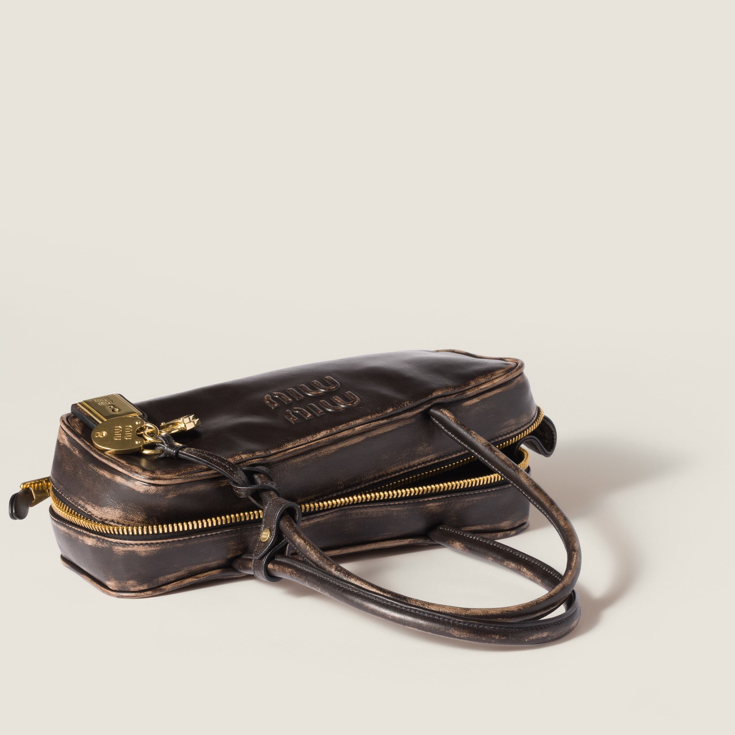 Miu Miu Beau Nappa Leather Bag In Brown