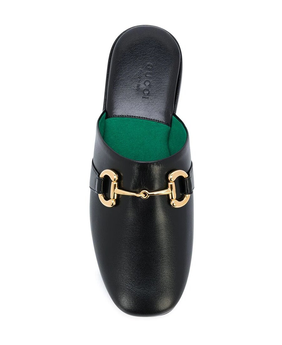 Shop Gucci Pericle Horsebit Slippers In Black