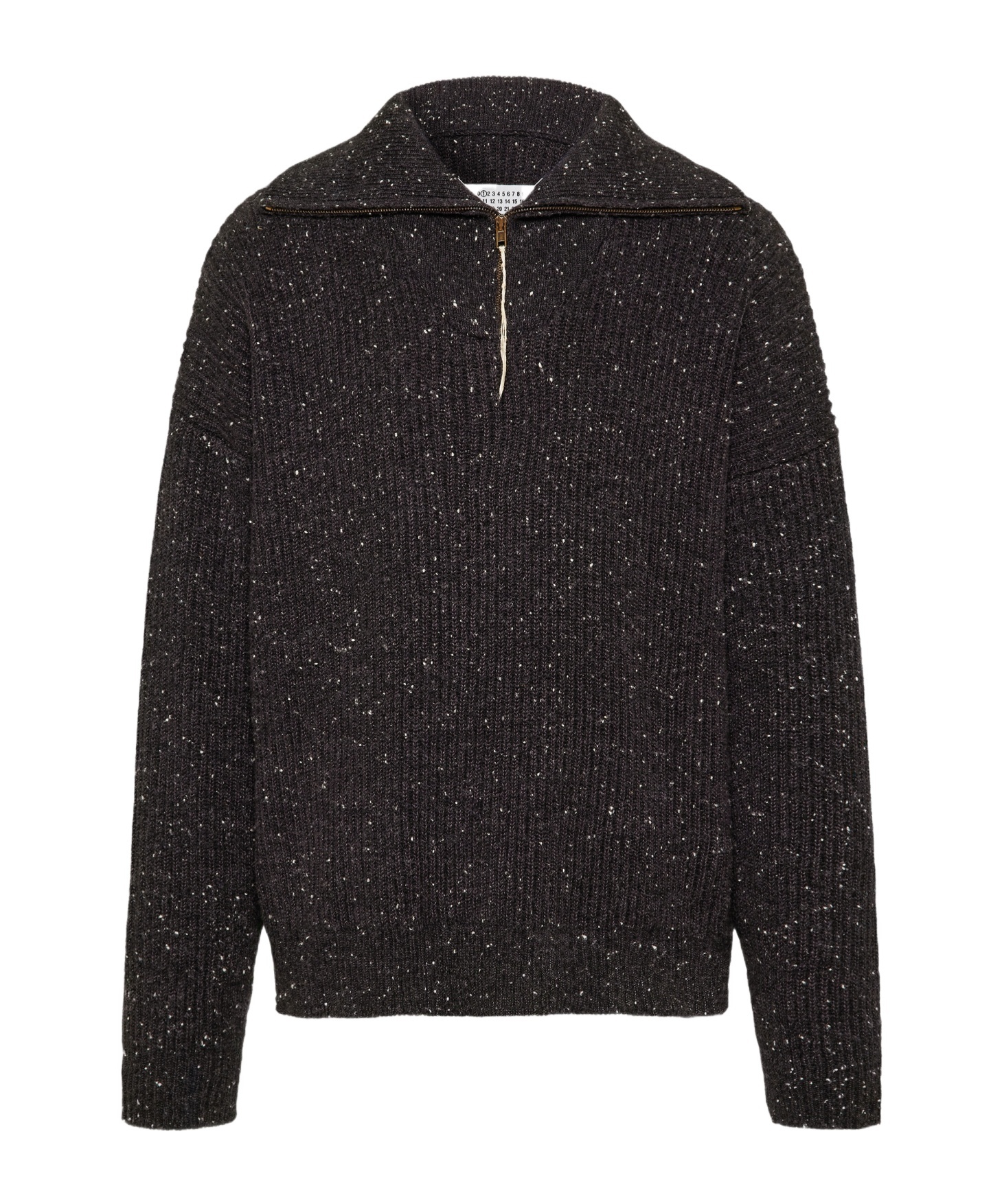 Maison Margiela Shetland Wool Zip Sweatshirt Man Charcoal In Black