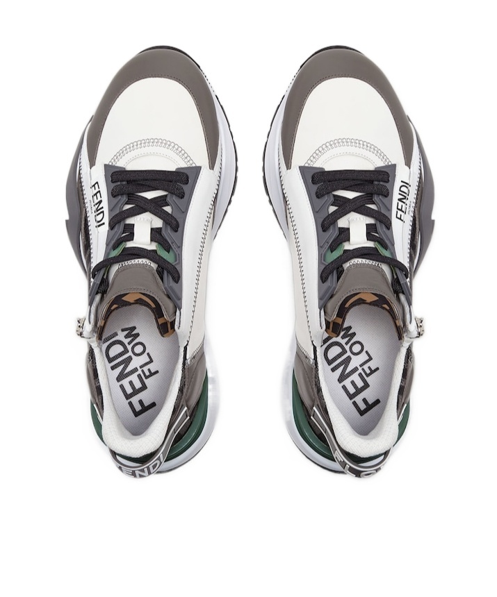 Fendi Black Ff Jacquard And Leather Running Sneakers In Black