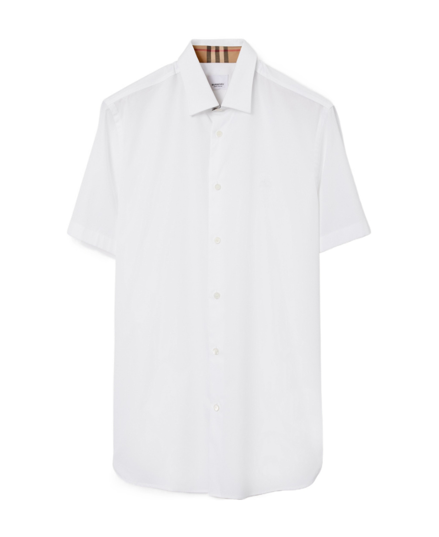 Burberry Stretch-cotton Ekd-embroidered Slim Shirt In White