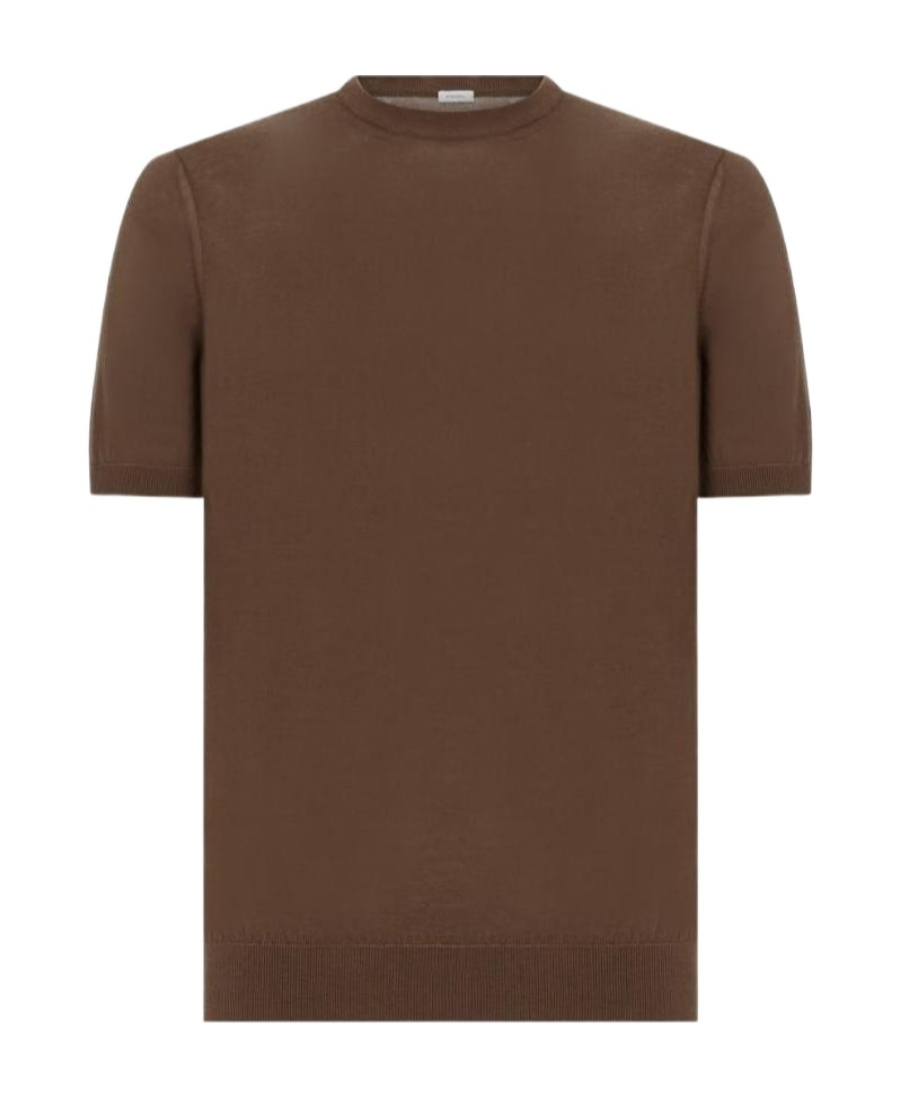 Malo Crewneck Cotton T-shirt In Brown