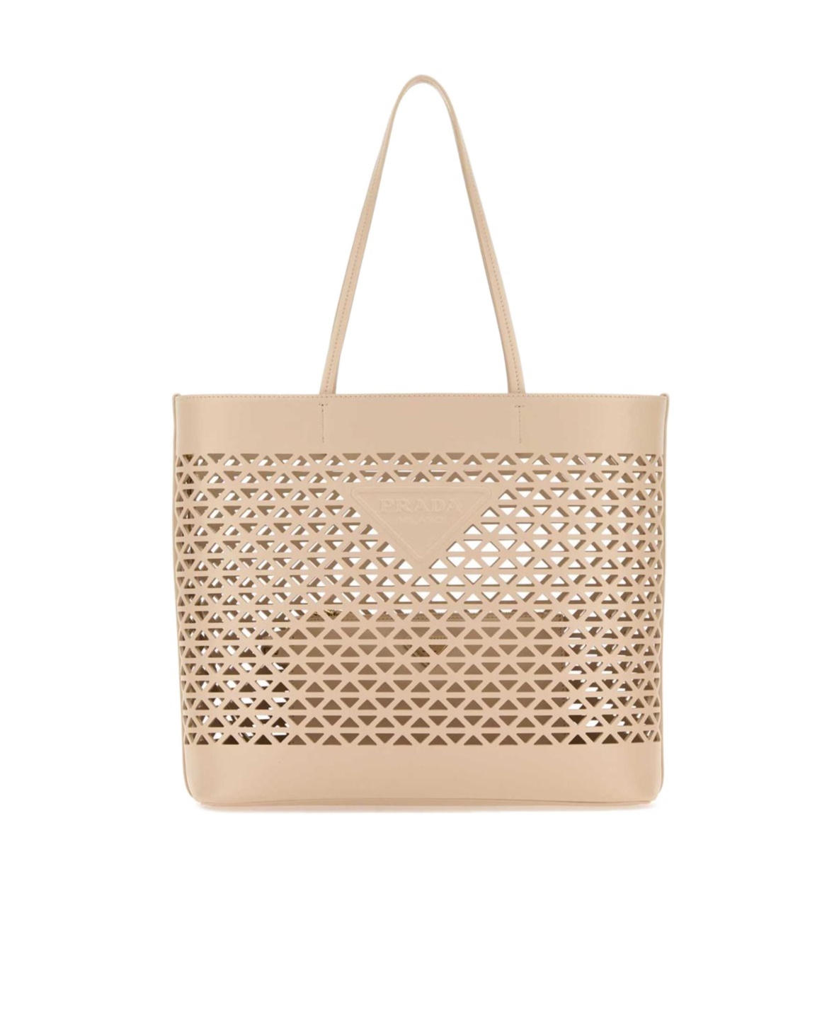 Prada Sand Leather Shopping Bag In Nude