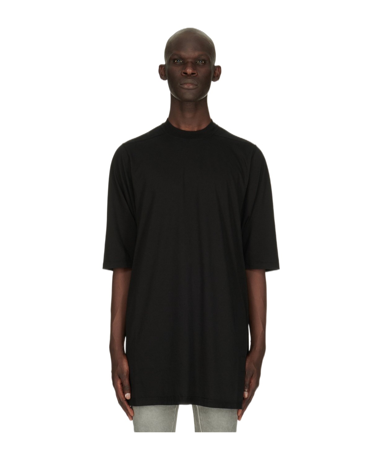 Rick Owens Drkshdw Open-necked Black Shirt In Black