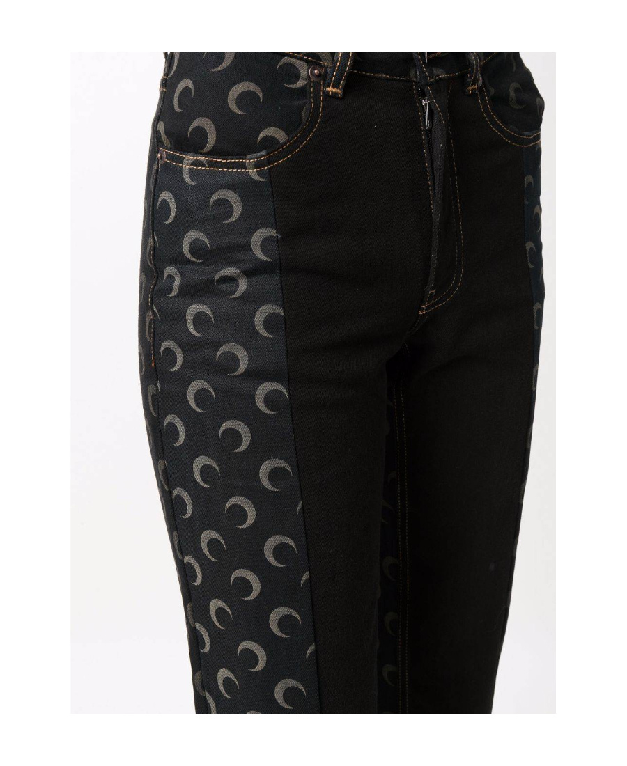 Marine Serre Printed Regenerated High-rise Slim Jeans In Black