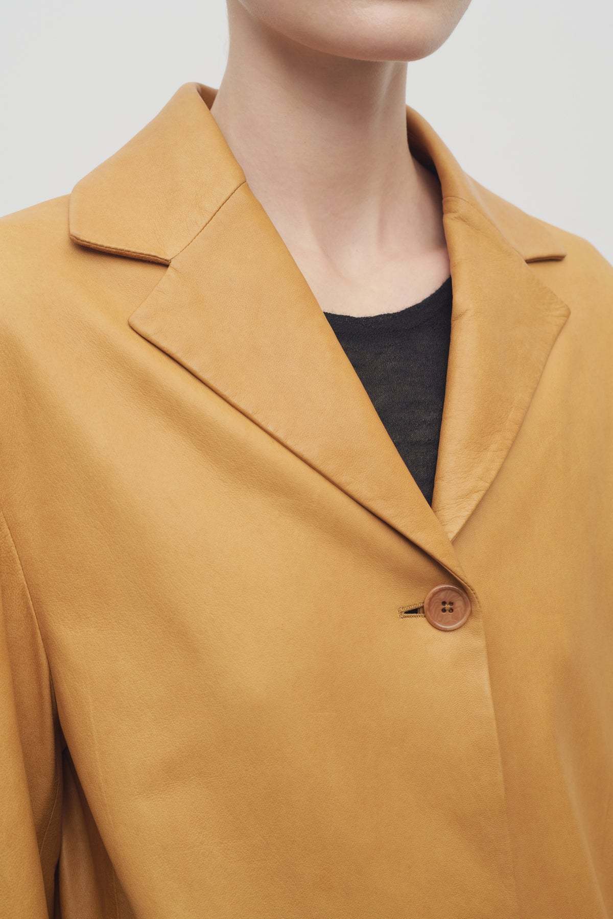 The Row Fabian Leather Jacket In Brown