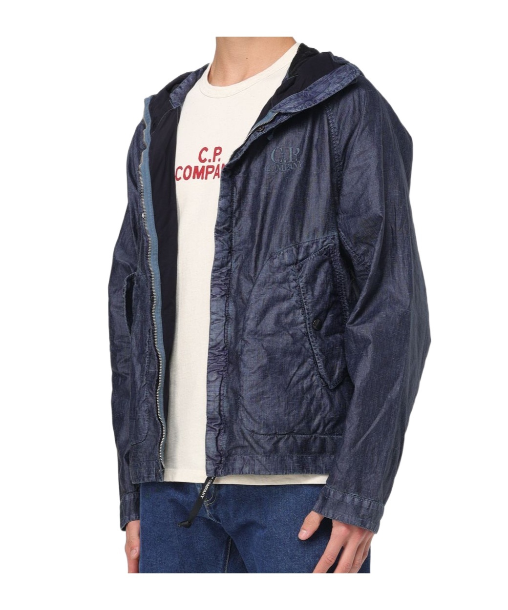 C.p. Company Long Sleeve Hooded Casual Jacket In Black