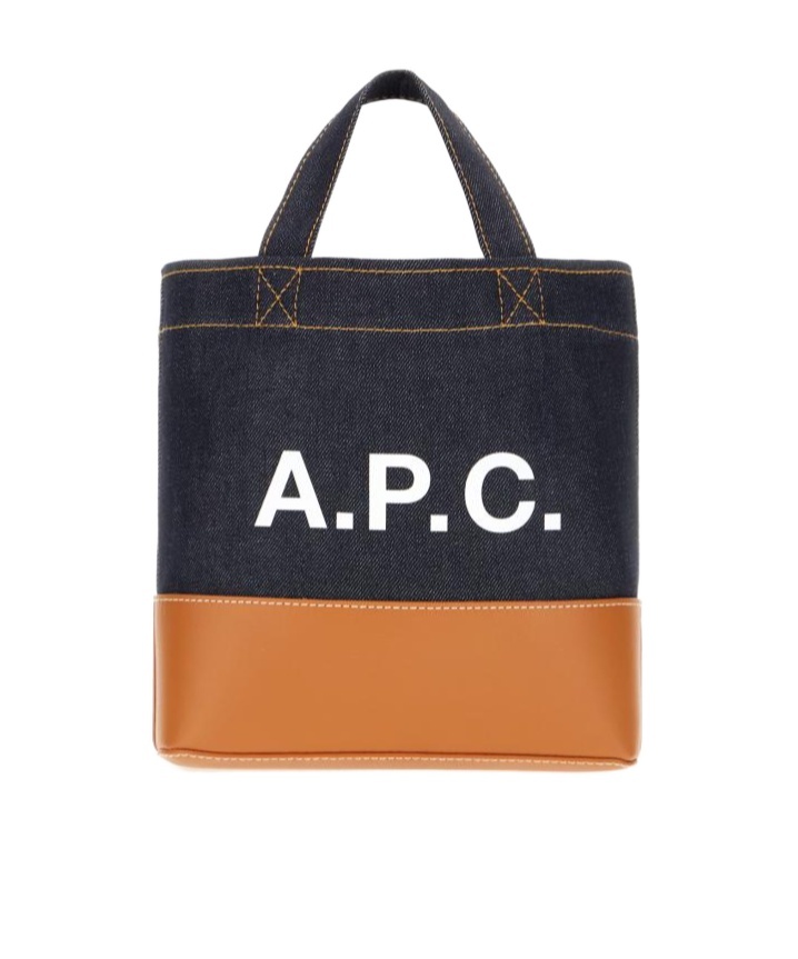 Apc Medium Logo-detail Denim Tote Bag In Black
