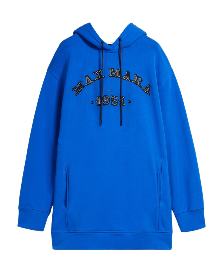 Max Mara Logo Hooded Sweater In Blue