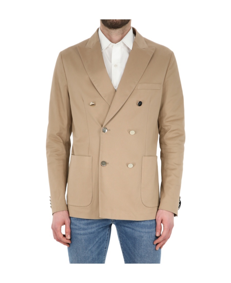 Tonello Double-breasted Cotton Blazer In Nude