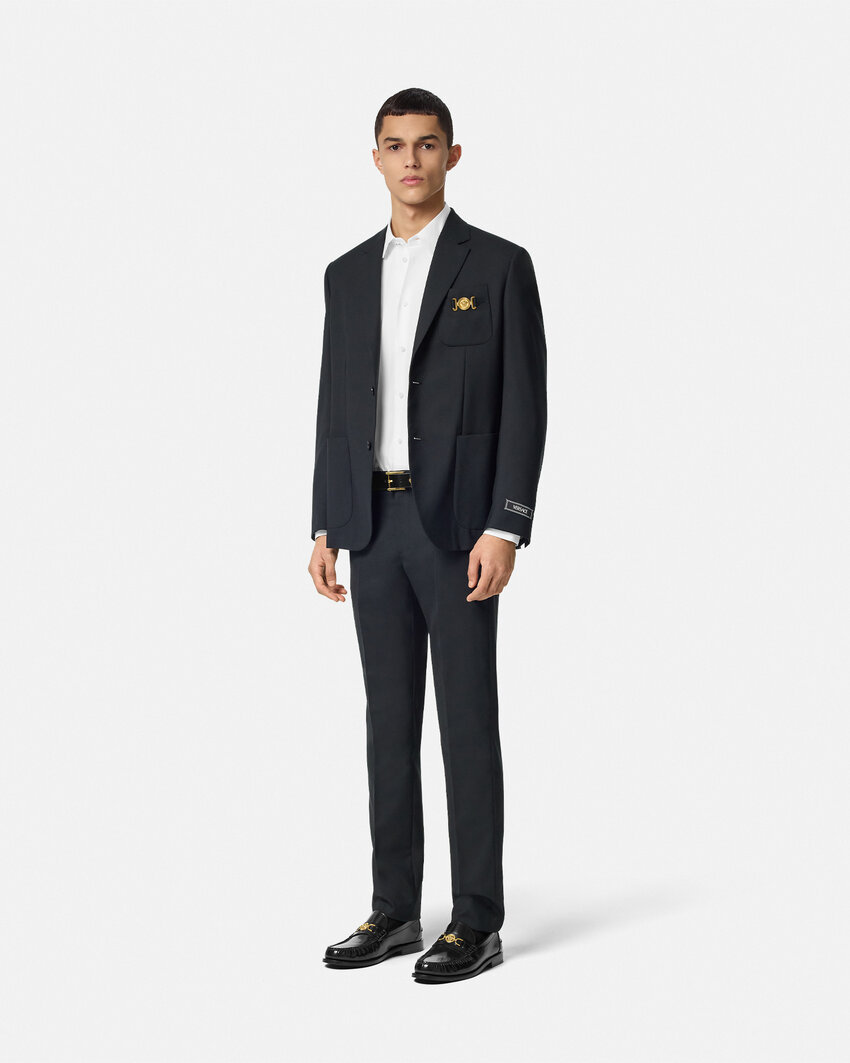 Versace Barocco Jacquard Button-up Shirt In White
