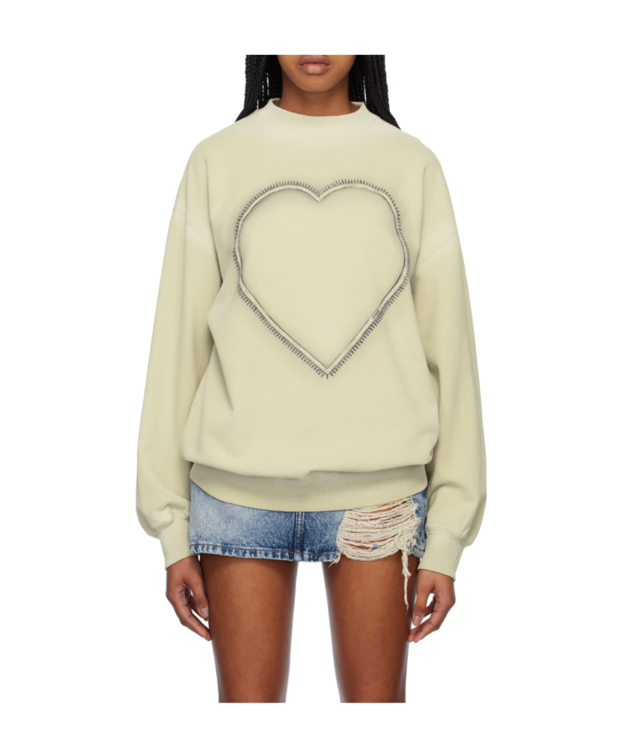We11 Done Beige Heart Choker Sweatshirt In Nude