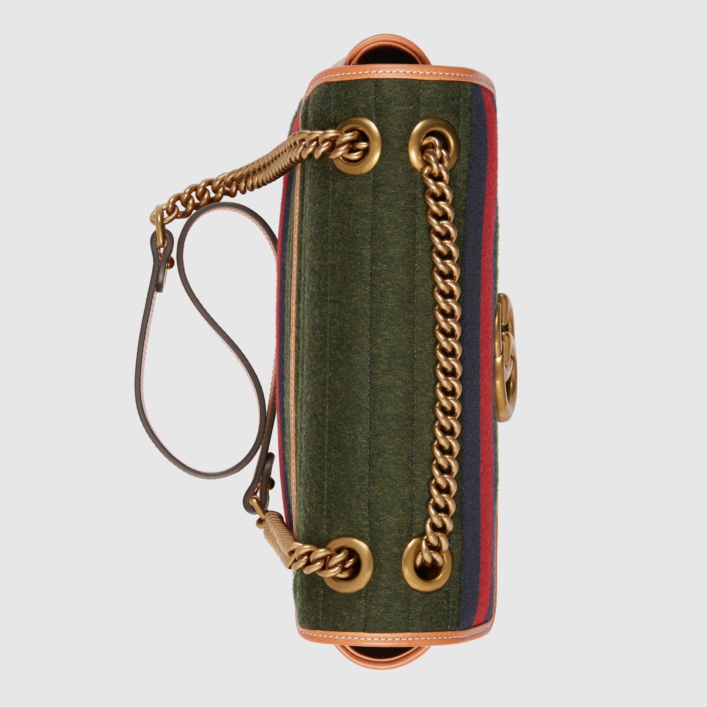 Gucci Gg Marmont Striped Shoulder Bag In Black