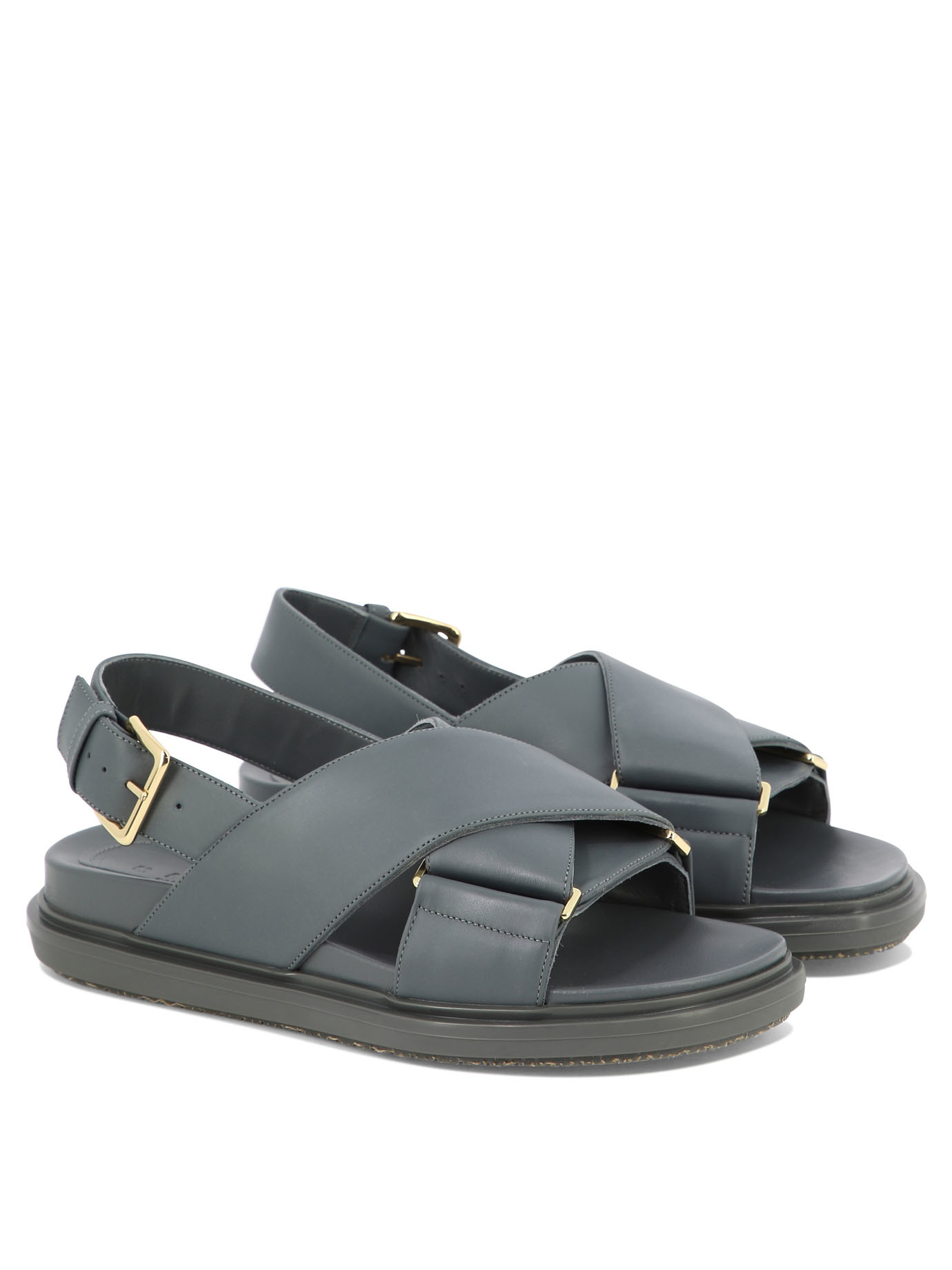 Shop Marni Fussbett Criss-cross Sandals In Gray