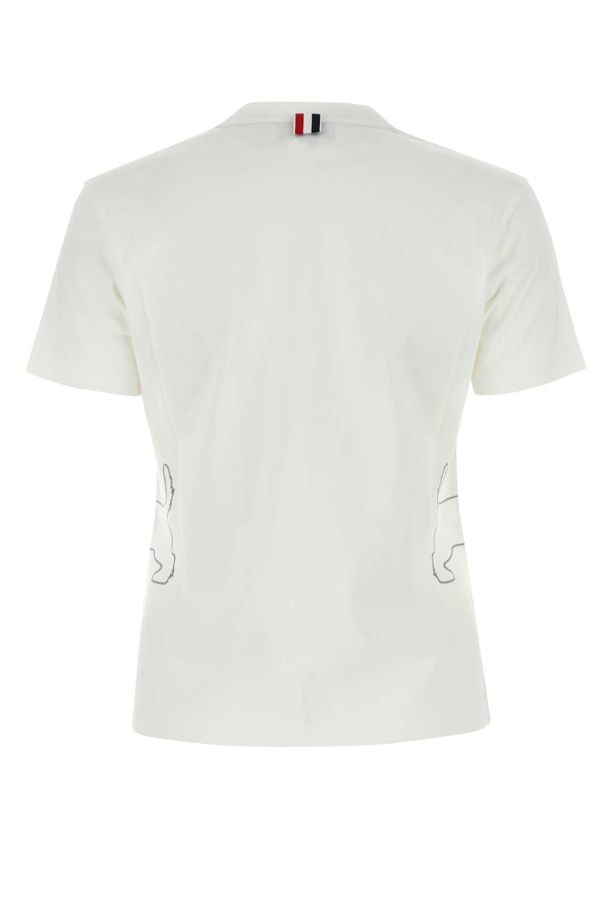 Thom Browne Cotton Crew Neck T-shirt With Graphic Print In White